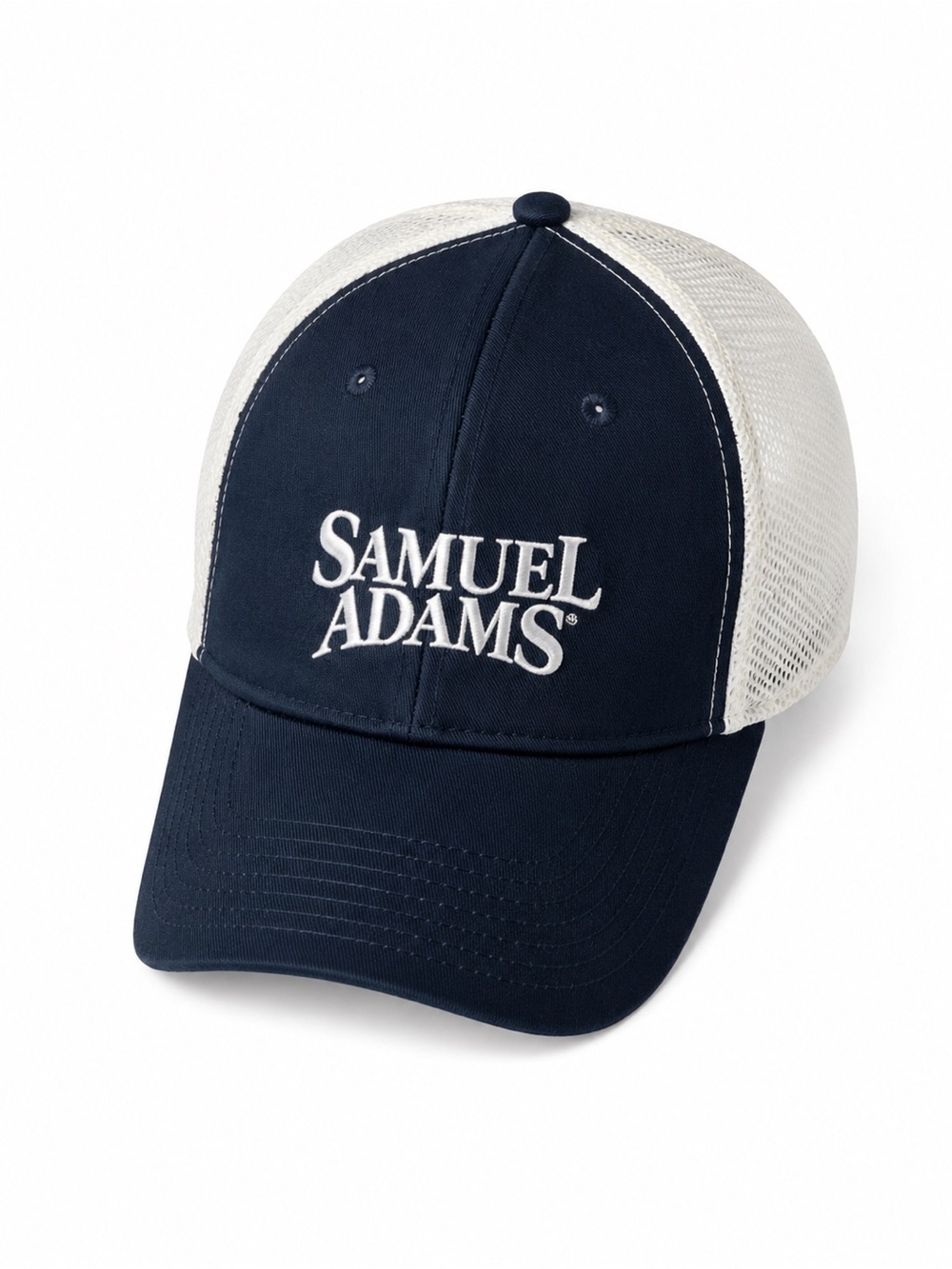Samuel Adams Navy and White Mesh Back Trucker Cap